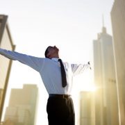 Businessman and big city