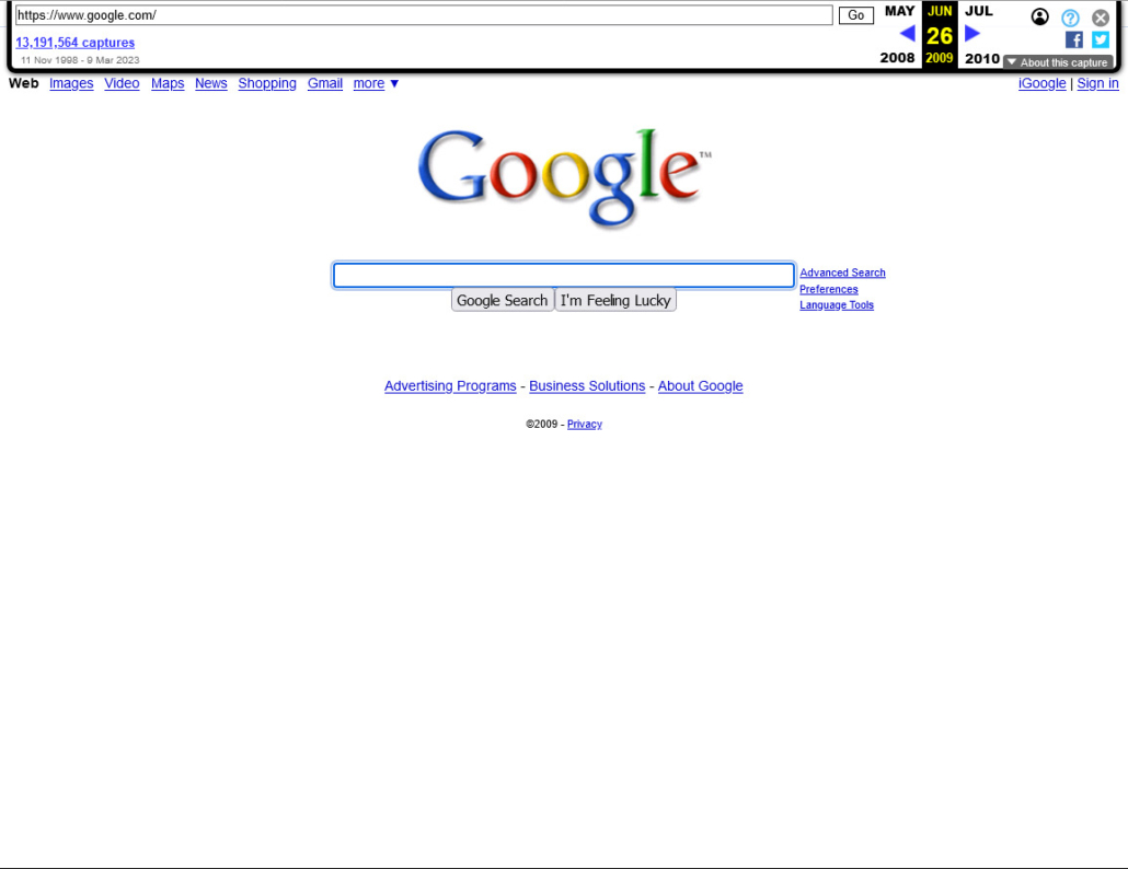 Google URL 2009 Google URL 2009