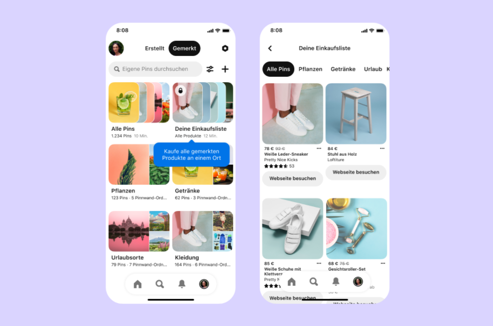 Pinterest Shopping Einkaufsliste