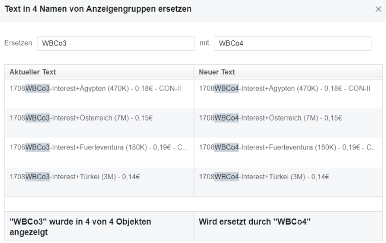 Power Editor Suchen und Ersetzen