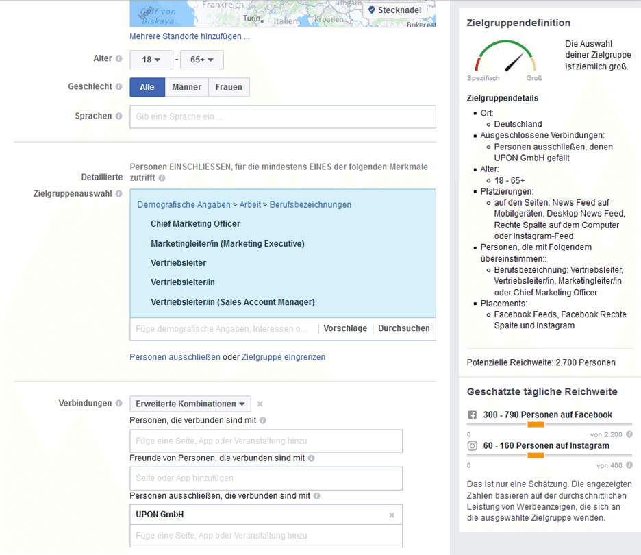 Zielgruppe Facebook Werbeanzeige 3