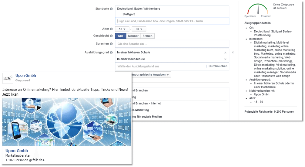 Beispiel einer Werbeanzeige mit Targeting